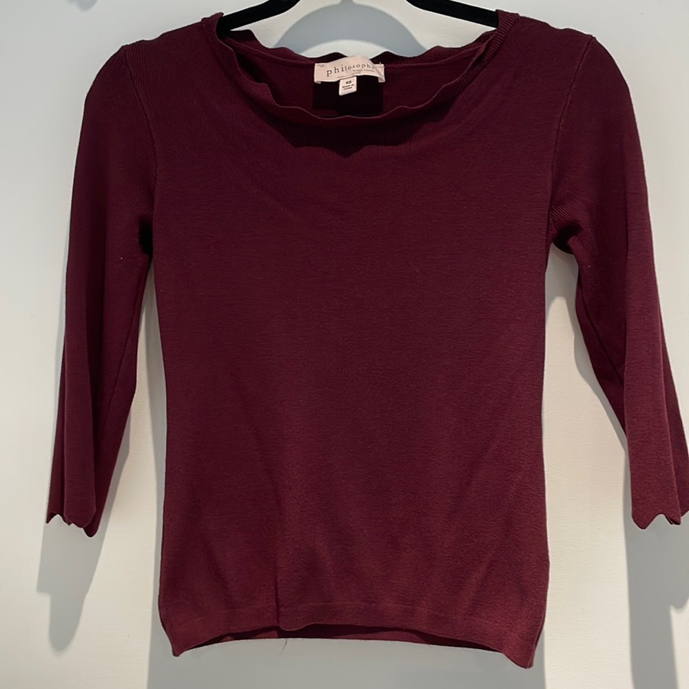 Philosophy scalloped light weight sweater